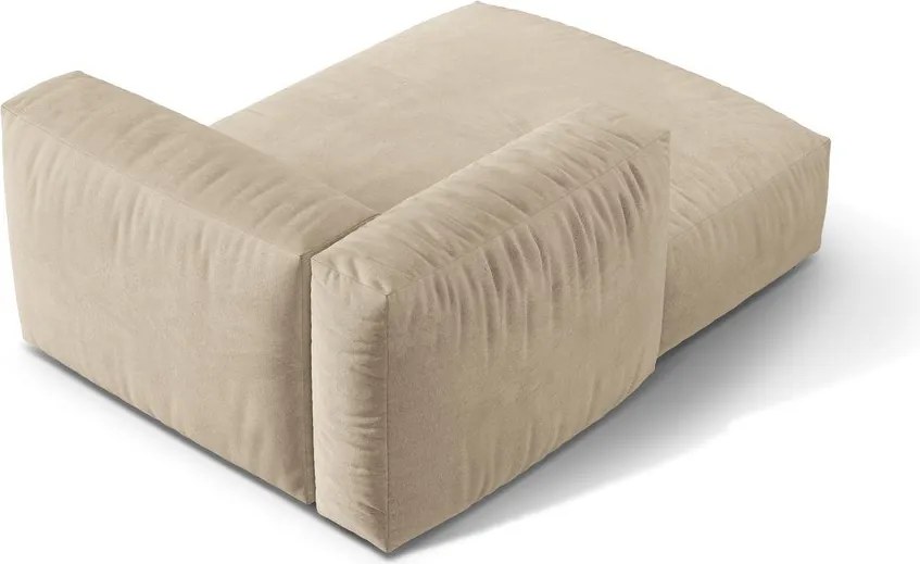 Parte divano componibile beige (con penisola a sinistra) con rivestimento in velluto Martina – Micadoni