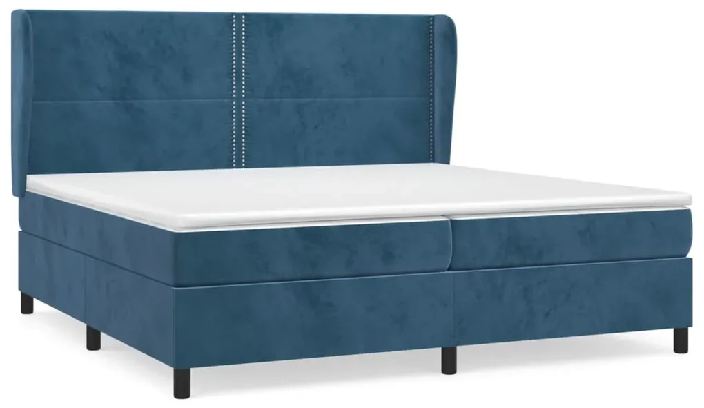 Giroletto a molle con materasso blu scuro 200x200 cm in velluto