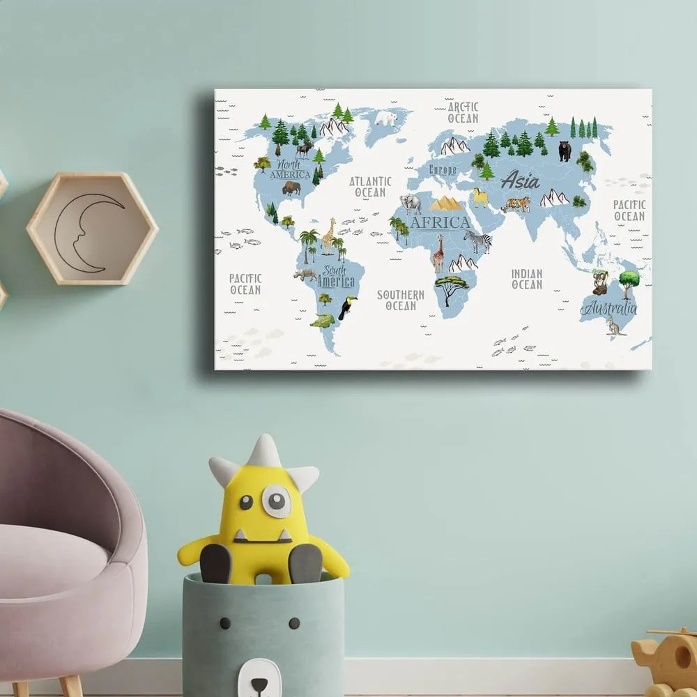 Quadro per bambini 45x70 cm Map - Wallity