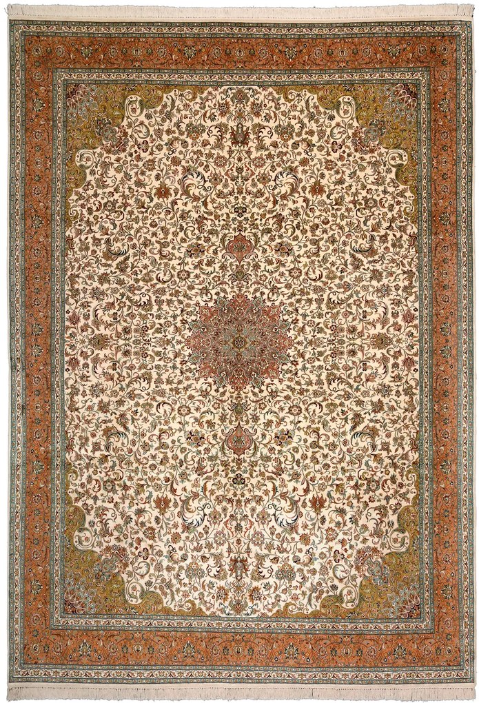 Cashmere Silk Tappeto orientale 330x240 Beige (Indian) Annodato A Mano