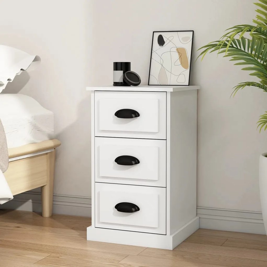 Comodino Bianco 39x39x67 Cm İn Legno Multistrato /