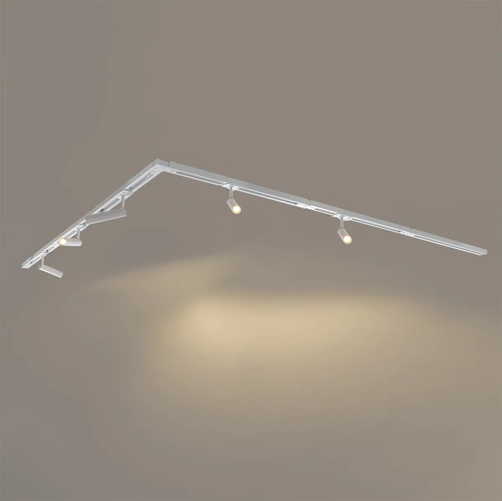 Sistema di illuminazione a binario moderno con 5 faretti bianchi monofase - Iconic Ivy