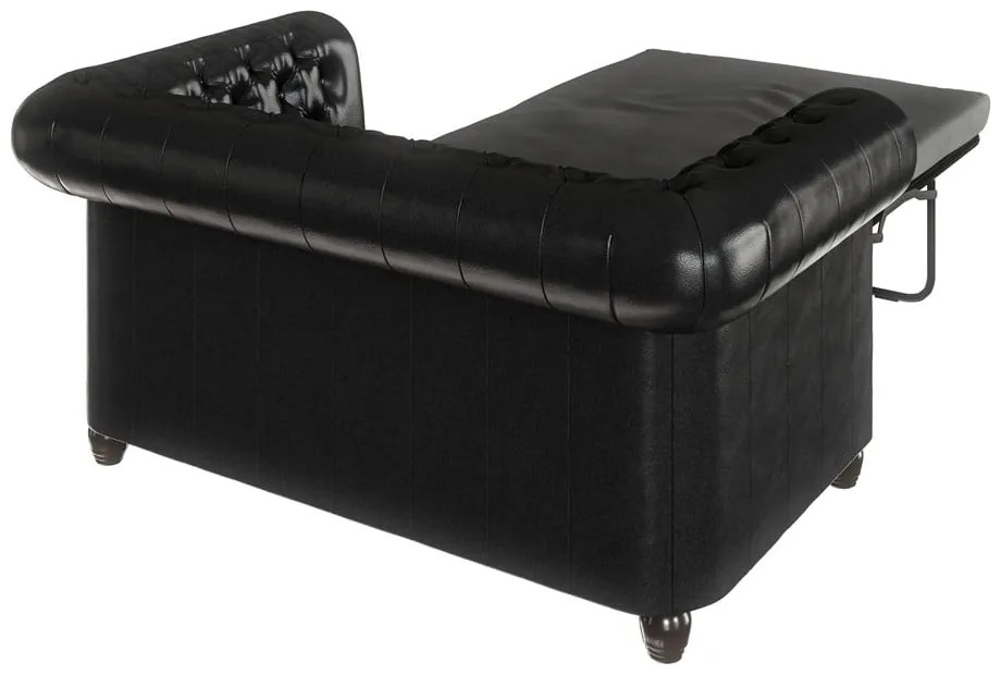 Divano letto nero in similpelle 148 cm York - Ropez