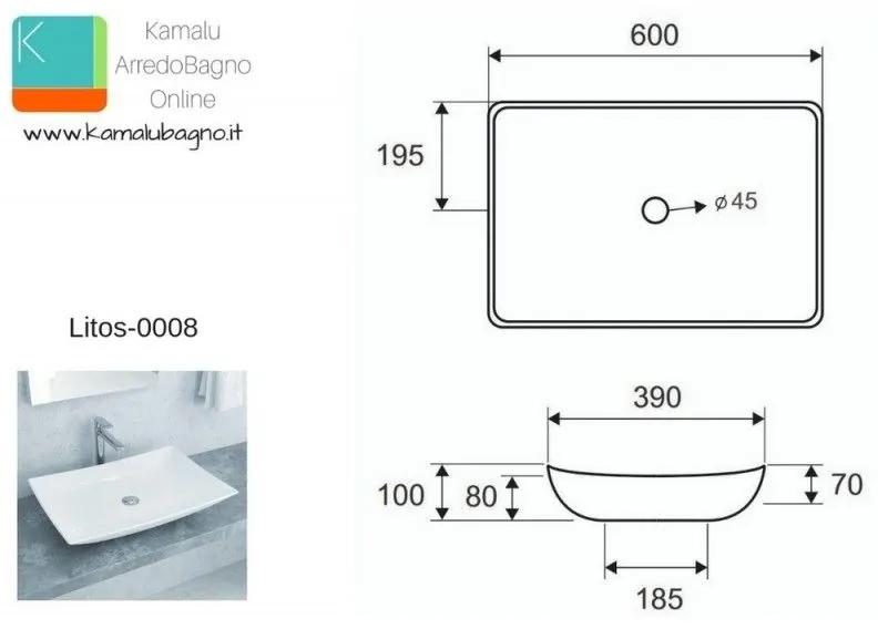 Kamalu - lavabo appoggio rettangolare 60cm ceramica litos-0008