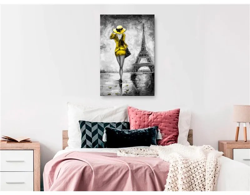 Quadro Parisian Woman (1 Part) Vertical Yellow  Colore Giallo, Dimensioni e Misure 40x60