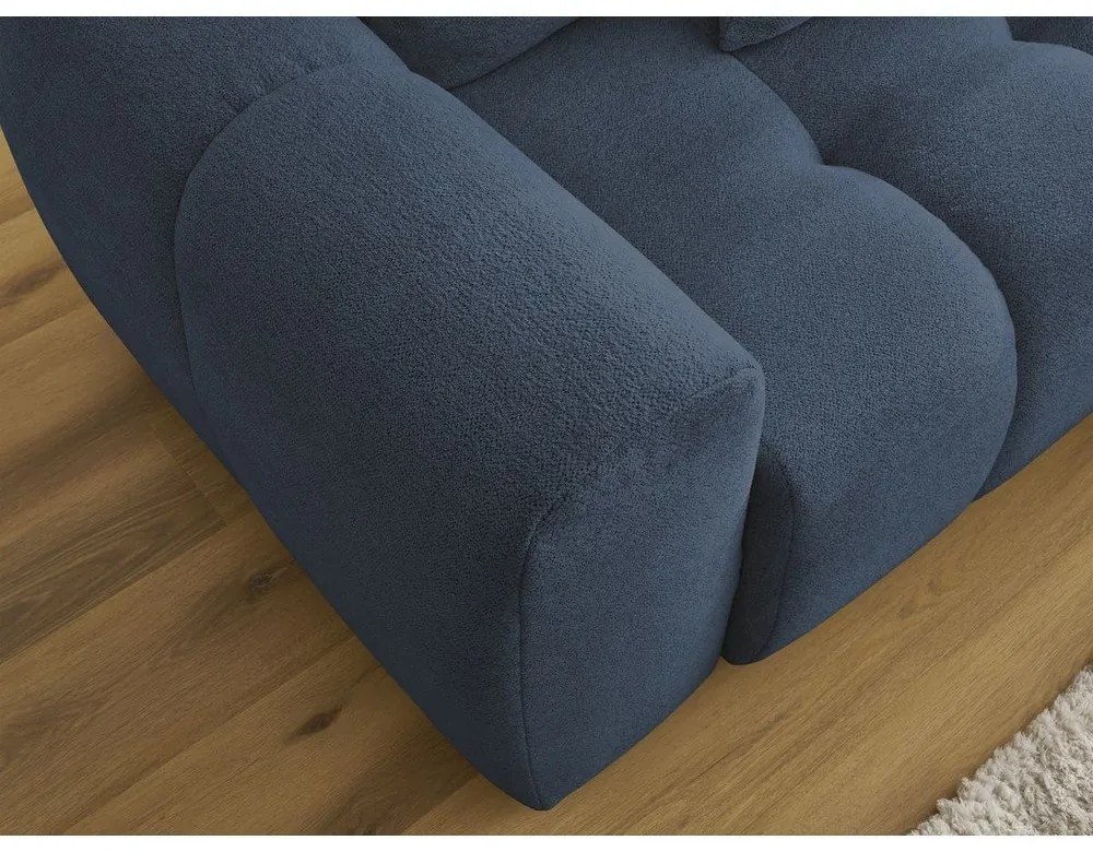 Divano angolare blu allungabile/con contenitore (con penisola a destra/con chaise lounge) con rivestimento in ciniglia Roxelane – Bobochic Paris