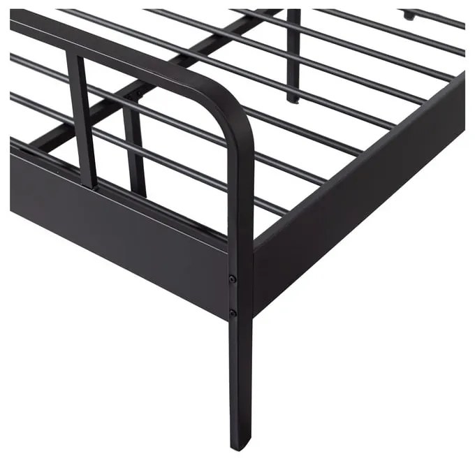 Letto singolo in metallo nero con griglia 120x200 cm Mees - WOOOD