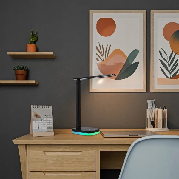 Lampada da tavolo dimmerabile LED RGBW con ricarica wireless LED/7W/5V USB nera