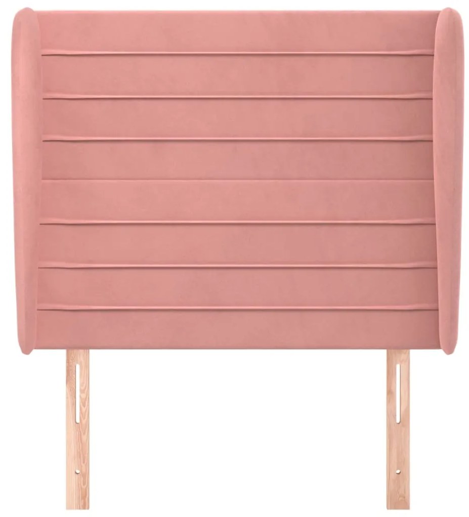 Testiera ad orecchio rosa 93x23x118/128 cm in velluto