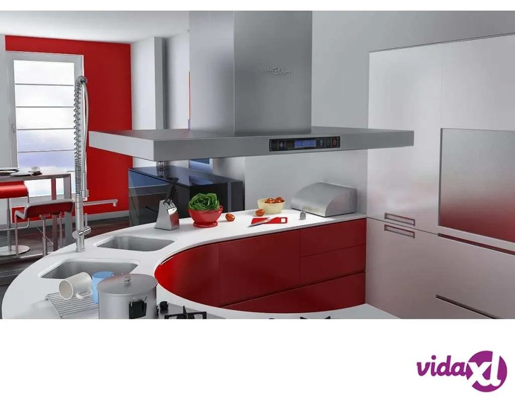 vidaXL Cappa da Cucina a Isola in Acciaio Inox con Display LCD