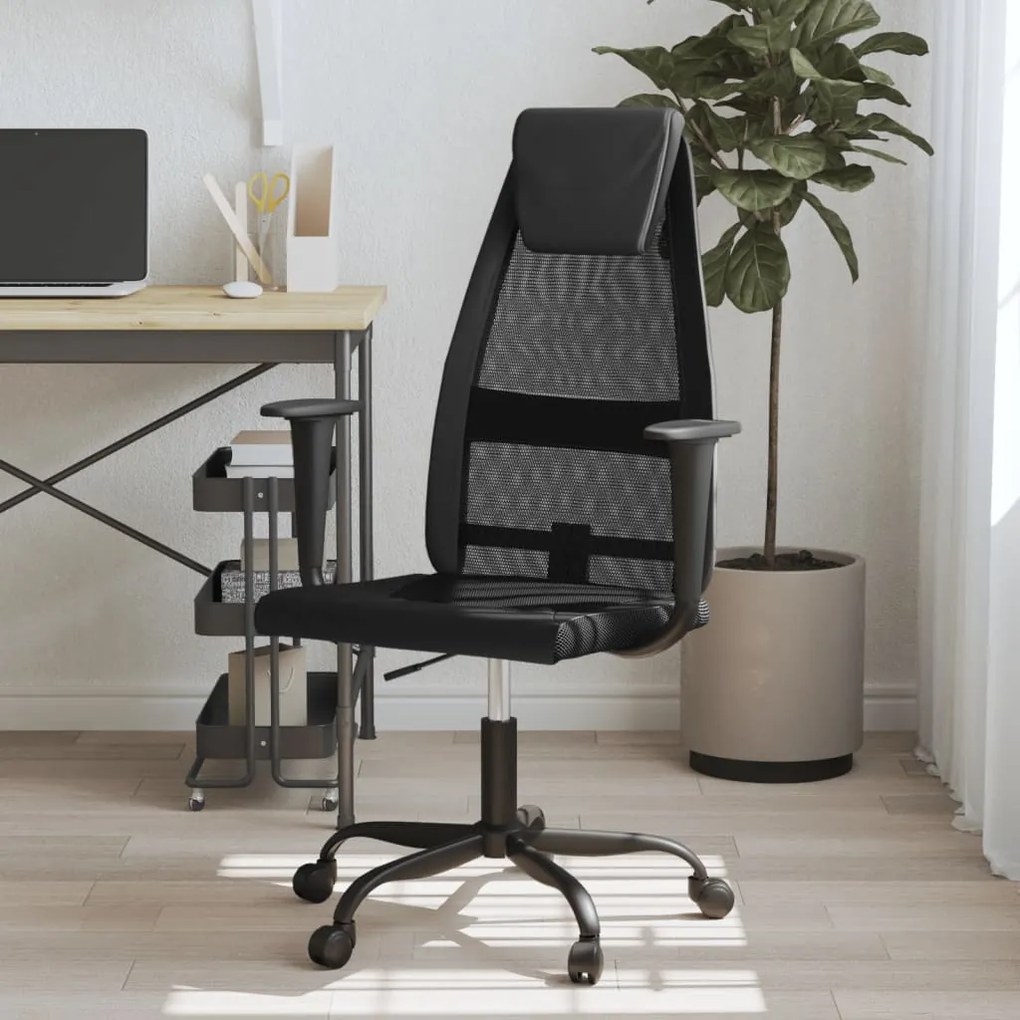 Sedia Da Ufficio Altezza Regolabile Nera İn Rete E Similpelle /