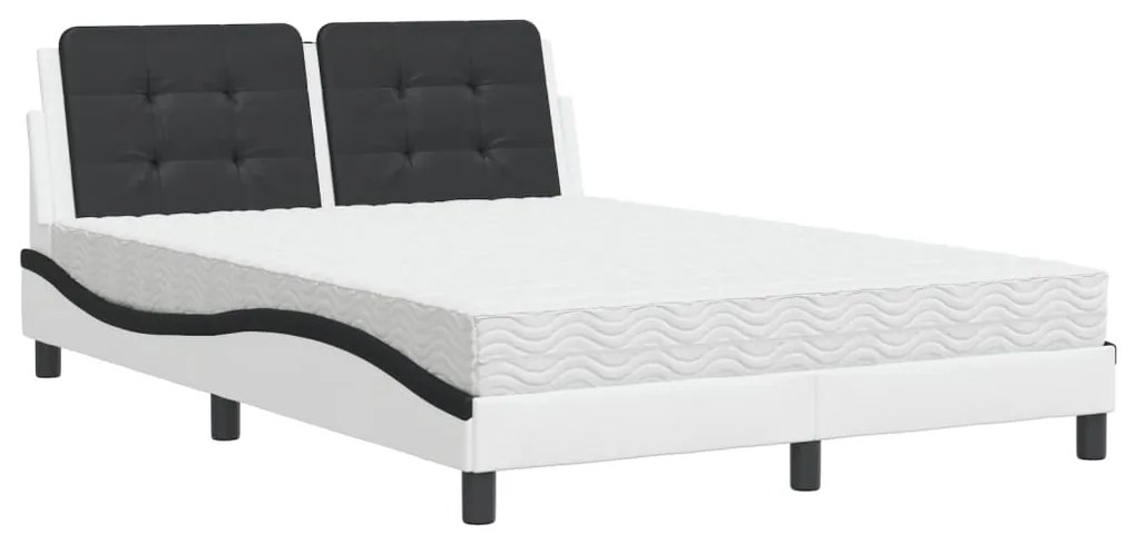 Letto con materasso bianco e nero 140x200 cm in similpelle