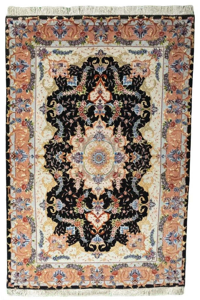 Tabriz Tappeto persiano 150x100 Nero (Iran) Annodato A Mano