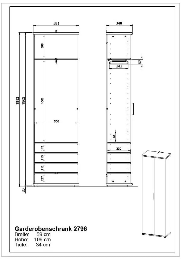 Armadio in rovere 59x199 cm Fremont - Germania