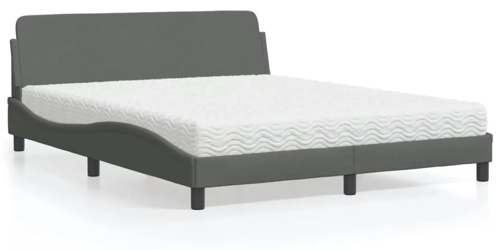 Letto Con Materasso Grigio Scuro 160x200 Cm Tessuto /