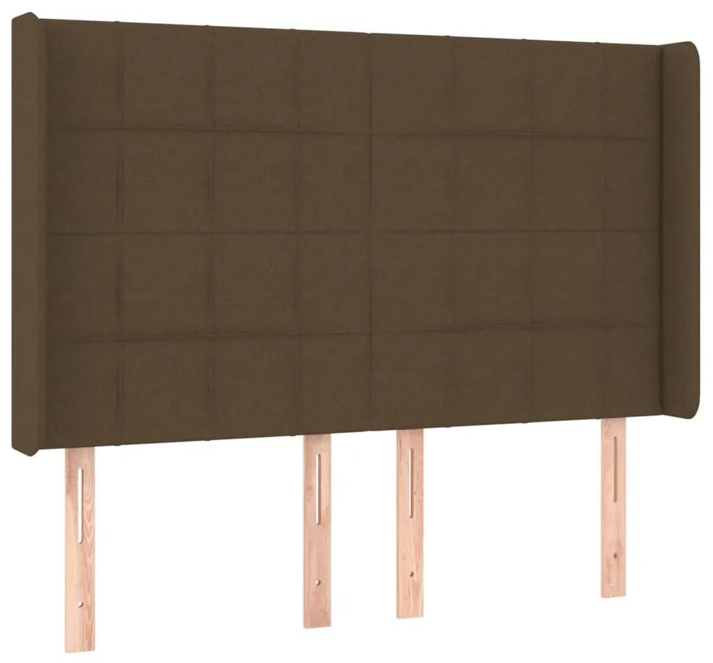Testiera ad orecchio marronescuro147x16x118/128cm intessuto