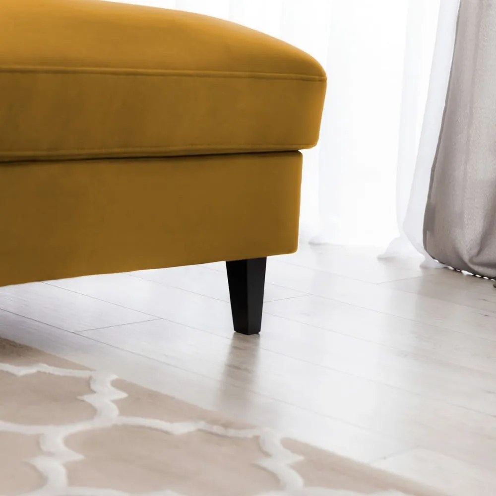 Divano angolare giallo allungabile/con contenitore (con penisola a destra/con chaise lounge) e rivestimento in velluto Foble – ELTAP