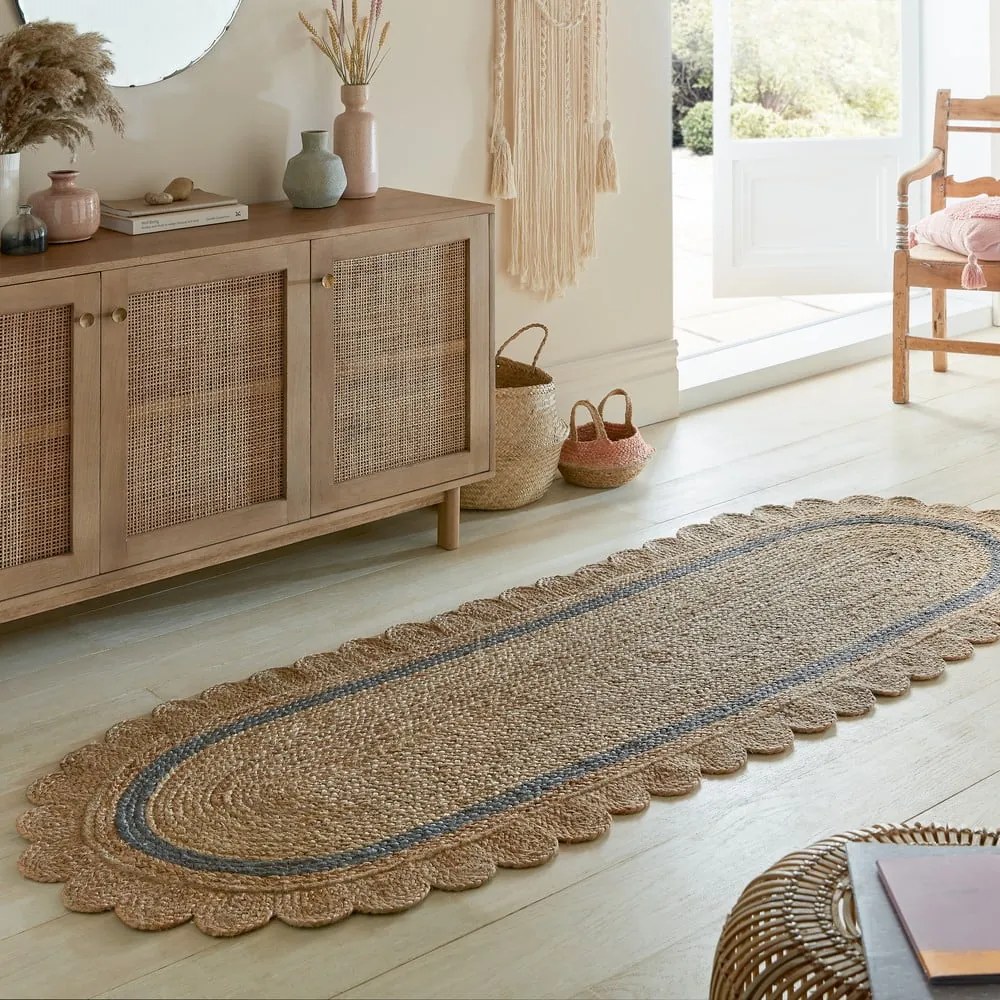 Passatoia grigia/di colore naturale in iuta tessuta a mano 80x230 cm Grace Grey – Flair Rugs