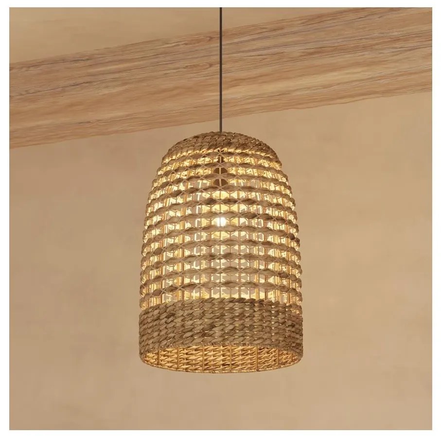 Atmosphera - Lampadario a sospensione con filo SAND 1xE27/40W/230V rattan/giacinto d'acqua