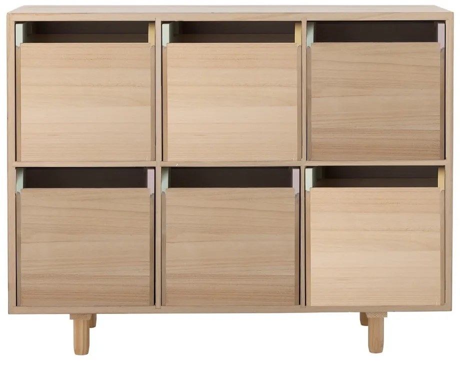 Cassettiera bassa per bambini in legno massiccio di pavlovnia in colore naturale 25,5x88,5 cm Calle - Bloomingville Mini