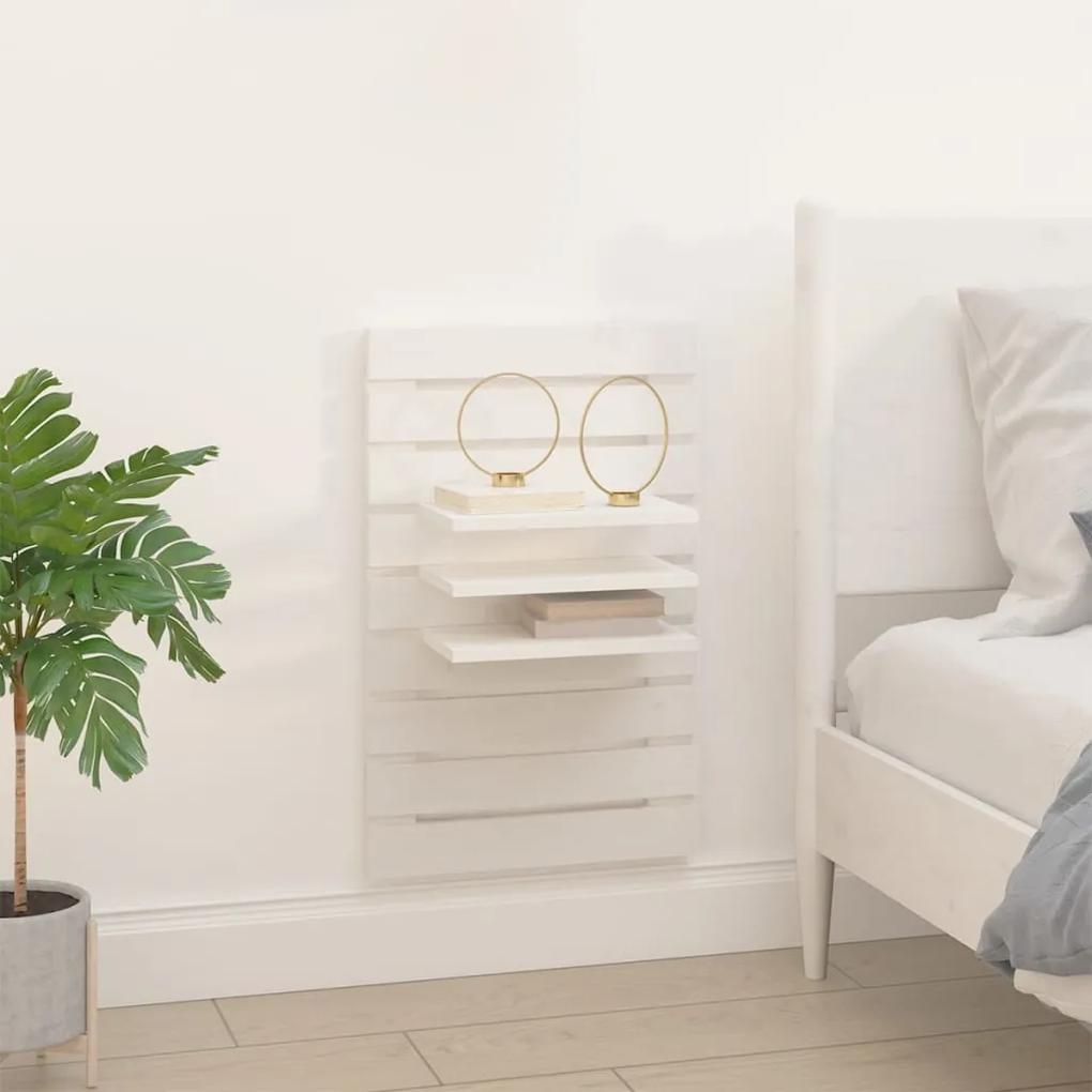Mensole da letto a parete 2 pz bianco legno massello di pino