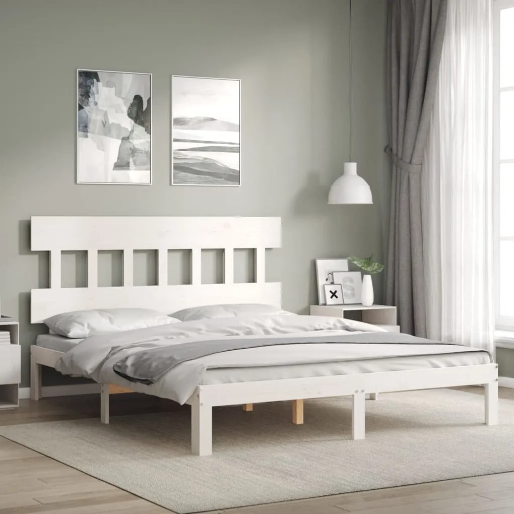 Giroletto Senza Materasso Bianco 160x200 Cm Legno Massello Pino /