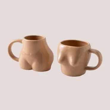 Pack da 2 Tazze in Porcellana 32 cl Bandini Latte marrone - Sklum