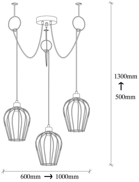 Lampadario a sospensione con filo TEL 3xE27/40W/230V ragno