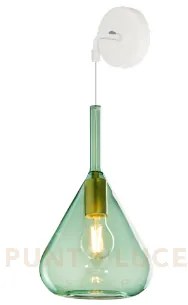 Applique bianco 1 luce vetro verde 1177bi-a-ve