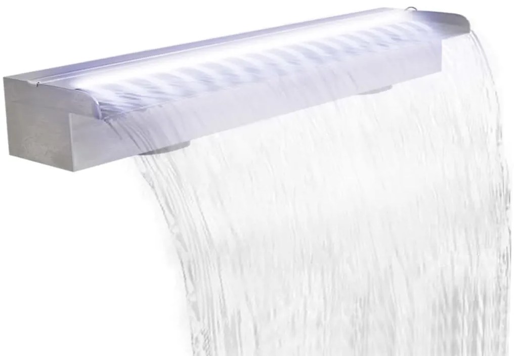 Cascata Per Laghetto Rettangolare Con Led İn Acciaio Inox 90 Cm /
