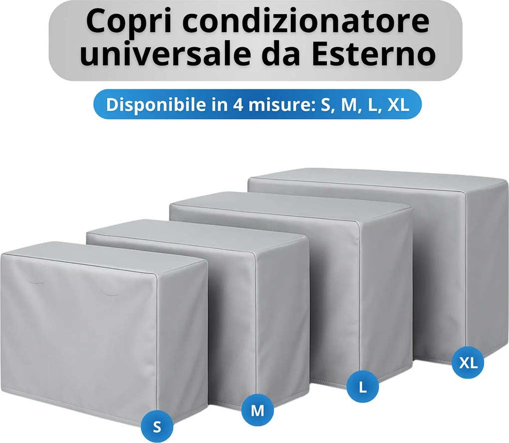 Copri Condizionatore da Esterno Impermeabile Taglia L in PVC Finitura Liscia Grigio...