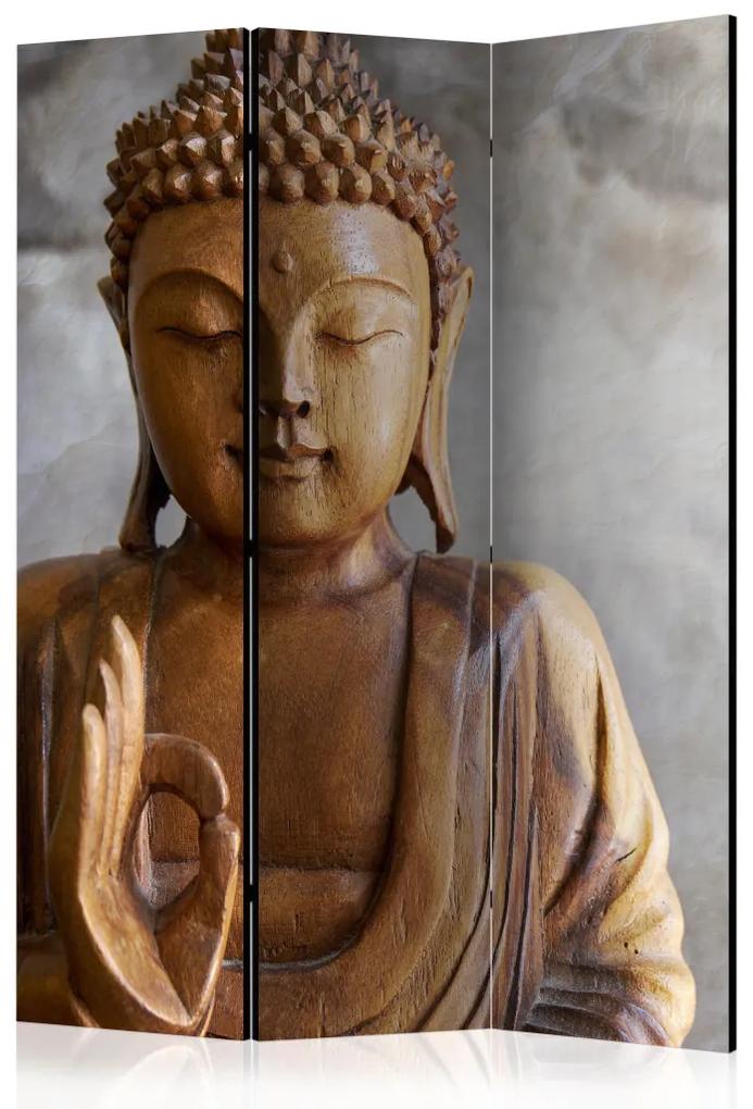 Paravento Buddha - Buddha in legno su sfondo grigio