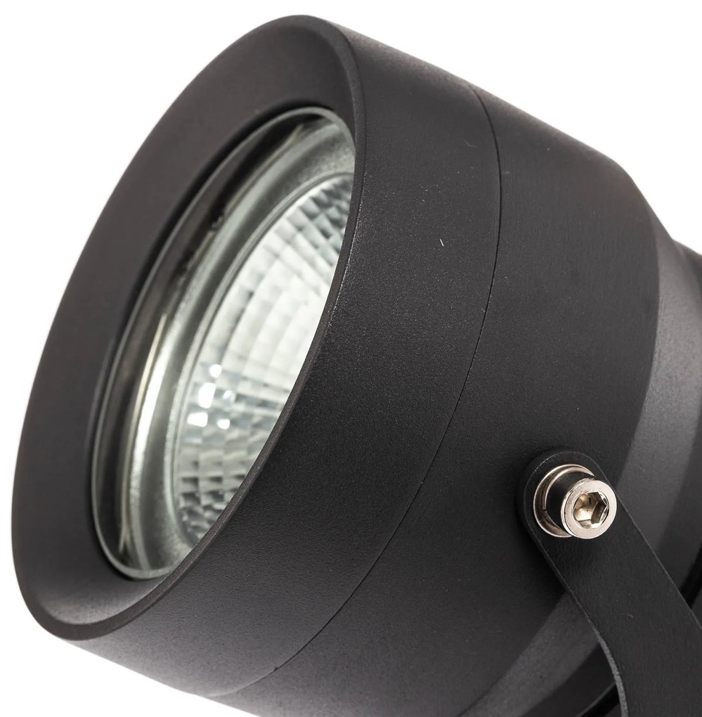 Irina Faretto da esterno a LED, picchetto terra, spina, grigio, metallo Lucande, Alluminio / Grigio / Zincato, Alluminio, Moderno