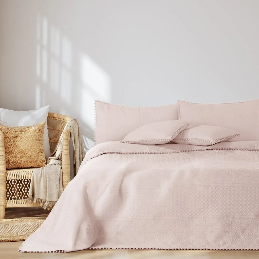 Copriletto rosa chiaro 170x210 cm Meadore – Restilo