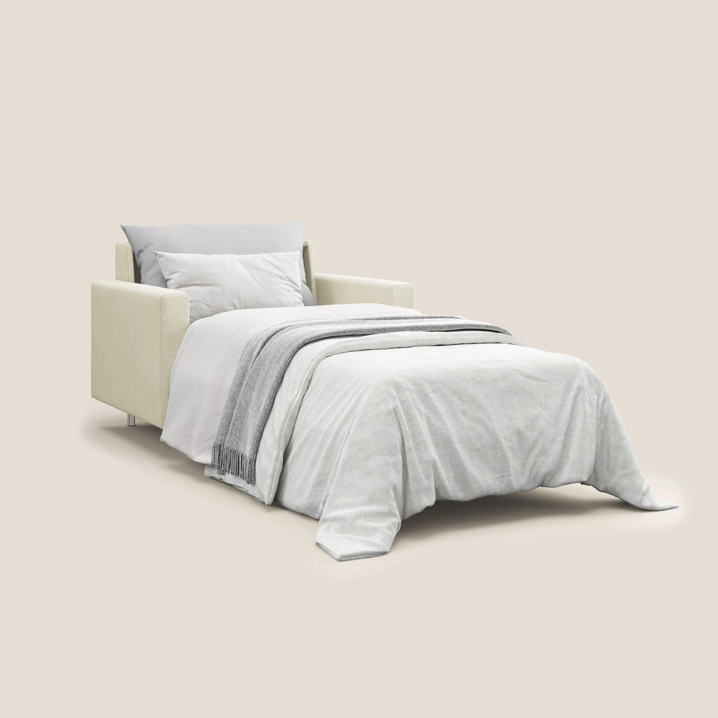 Megan poltrona letto in microfibra smacchiabile T11 panna