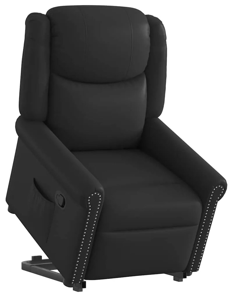 Poltrona Alzapersona Reclinabile Nera Lucida İn Similpelle /