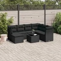 Set Divani da Giardino con Cuscini 8 pz Nero in Polyrattan 3249834