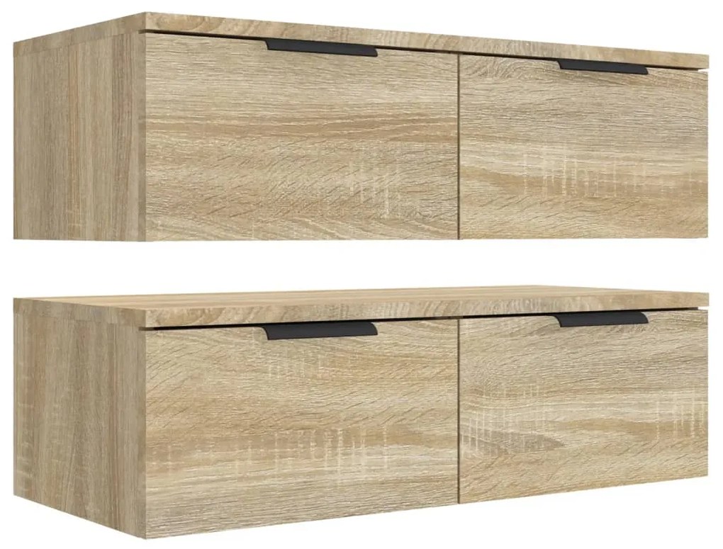 Mobili pensili 2 pz rovere sonoma 68x30x20 cm legno multistrato