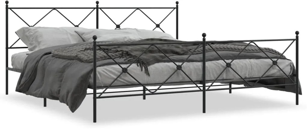 Giroletto Con Testiera E Pediera Metallo Nero 200x200 Cm /