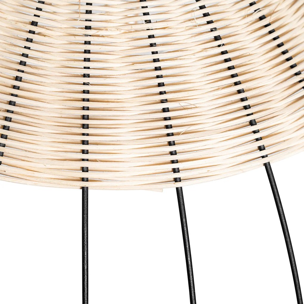 Lampada a sospensione e da soffitto orientale nera con rattan - Treccia Pua