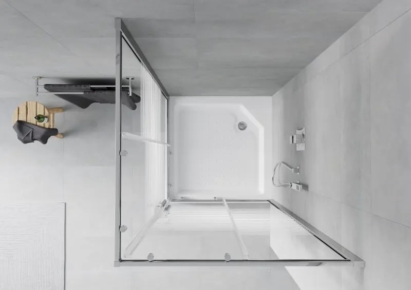 Mexen Rio cabina doccia quadrata 90 x 90 cm, fasce bianche, cromo + piatto doccia, bianco - 860-090-090-01-20-4510