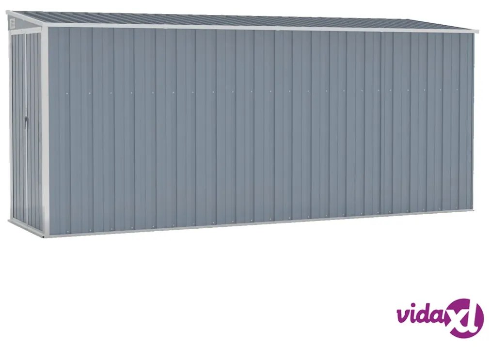 vidaXL Capanno Giardino a Parete Grigio 118x382x178 cm Acciaio Zincato