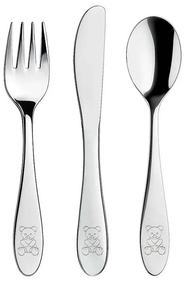 Posate per bambini in acciaio inox argento 3 pezzi - Orion