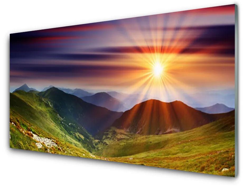 Quadro di vetro Montagne Tramonto Paesaggio 100x50 cm