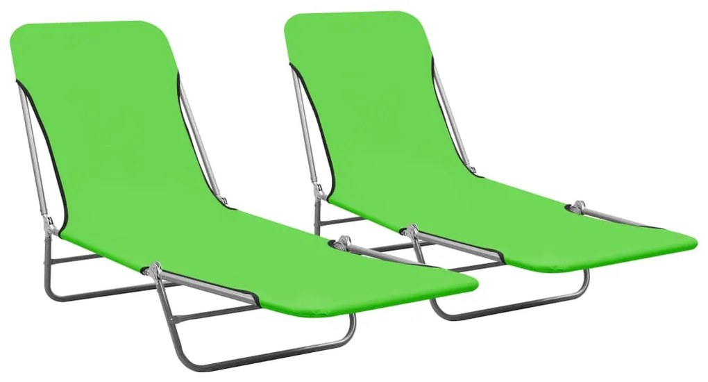 Lettini prendisole pieghevoli 2pz in acciaio e tessuto verde