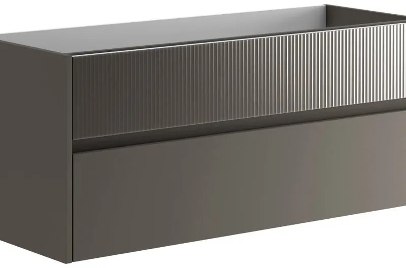 Mobile da bagno sospeso sotto lavabo L 119.5 x H 50 x P 45.5 cm grigio laccato opaco, 2 cassetti VISOBATH Niwa