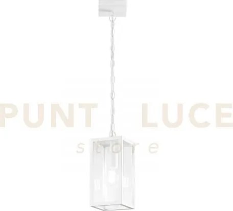 Sospensione mirage bianca 1 luce attacco e27 ip44 13x13x90cm in met...