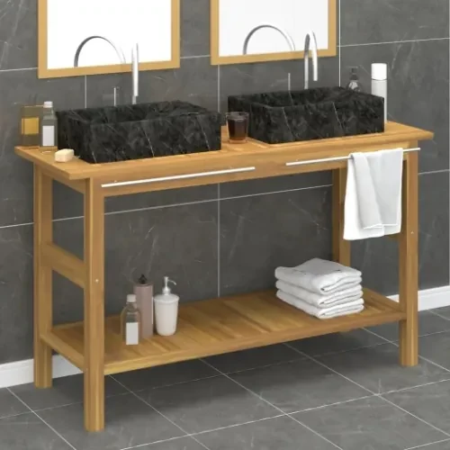 Mobile per Lavabo con 2 Cesti in Massello di Teak 74x45x75 cm