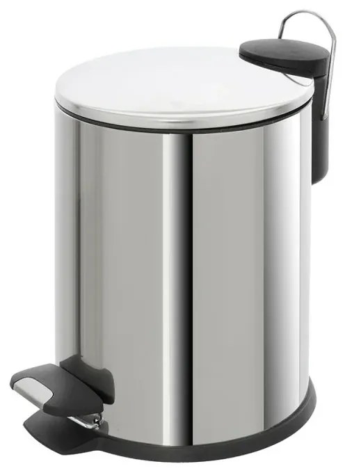 Pattumiera bagno in acciaio cromato con pedale e coperchio slim 3 lt