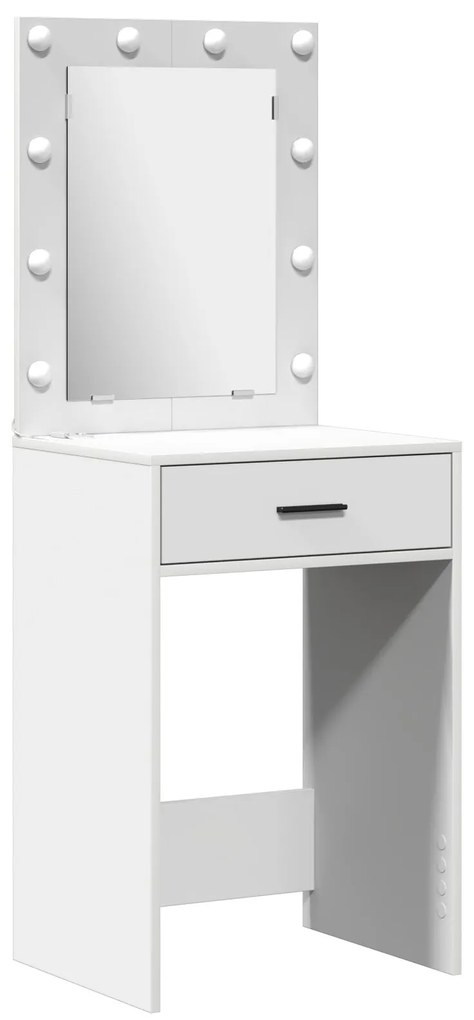 Set da toeletta a 3 pezzi con led in legno ingegnerizzato bianco